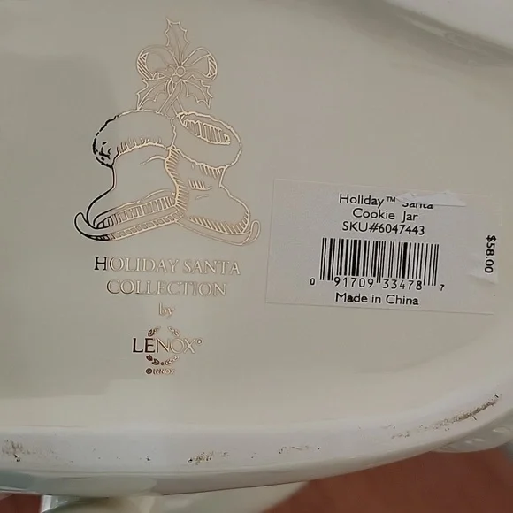 Vintage 1999 Lenox Holiday Collection Santa Skates Cookie Jar - Picture 9 of 13